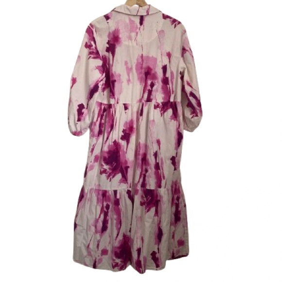 Anthropologie Floral Midi Dress in Pink and Cream - Picture 5 of 11